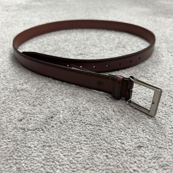 Penguin Bonded Leather Silver Buckle Belt Mens 42 Brown Matte Work Classic NEW - Picture 1 of 11